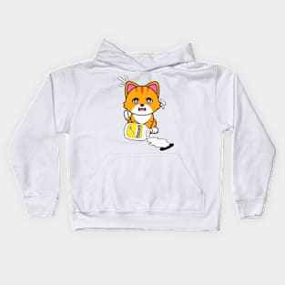 Funny orange cat spilled a jar of mayonnaise Kids Hoodie